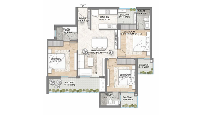M3M Jewel FLoor Plan